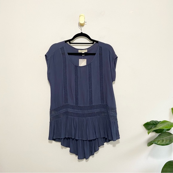 Staring at Stars Urban Outfitters NWT Blue Openwork Blouse Top - Picture 1 of 8